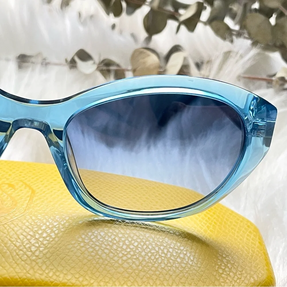 Swarovski Crystal D-Frame Sunglasses Blue 53mm NWT